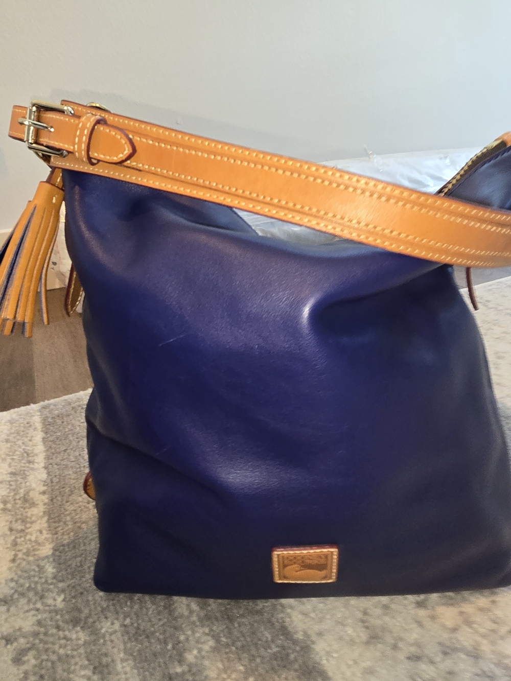 Dooney & Bourke Pebble Grain Mackenzie Hobo Bag Midnight Blue